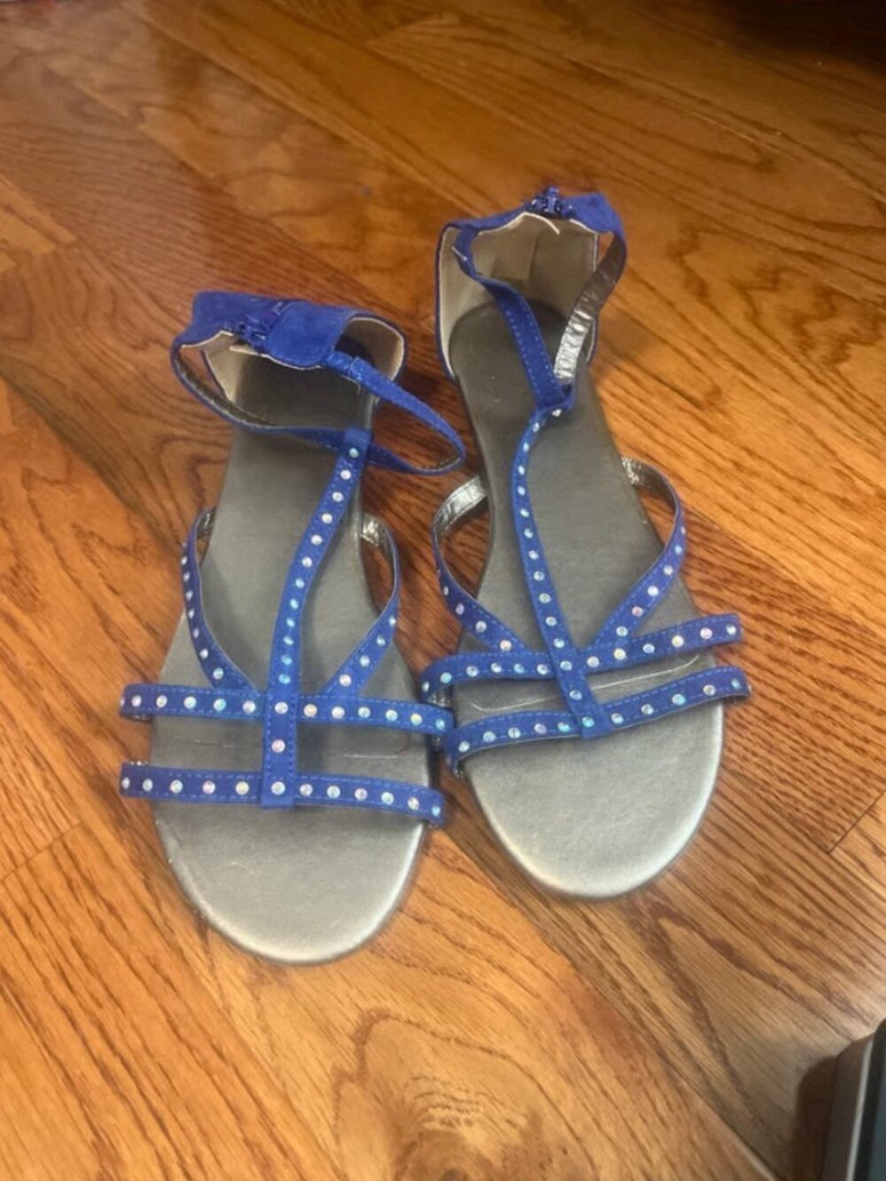 Blue sandals with sequin detail